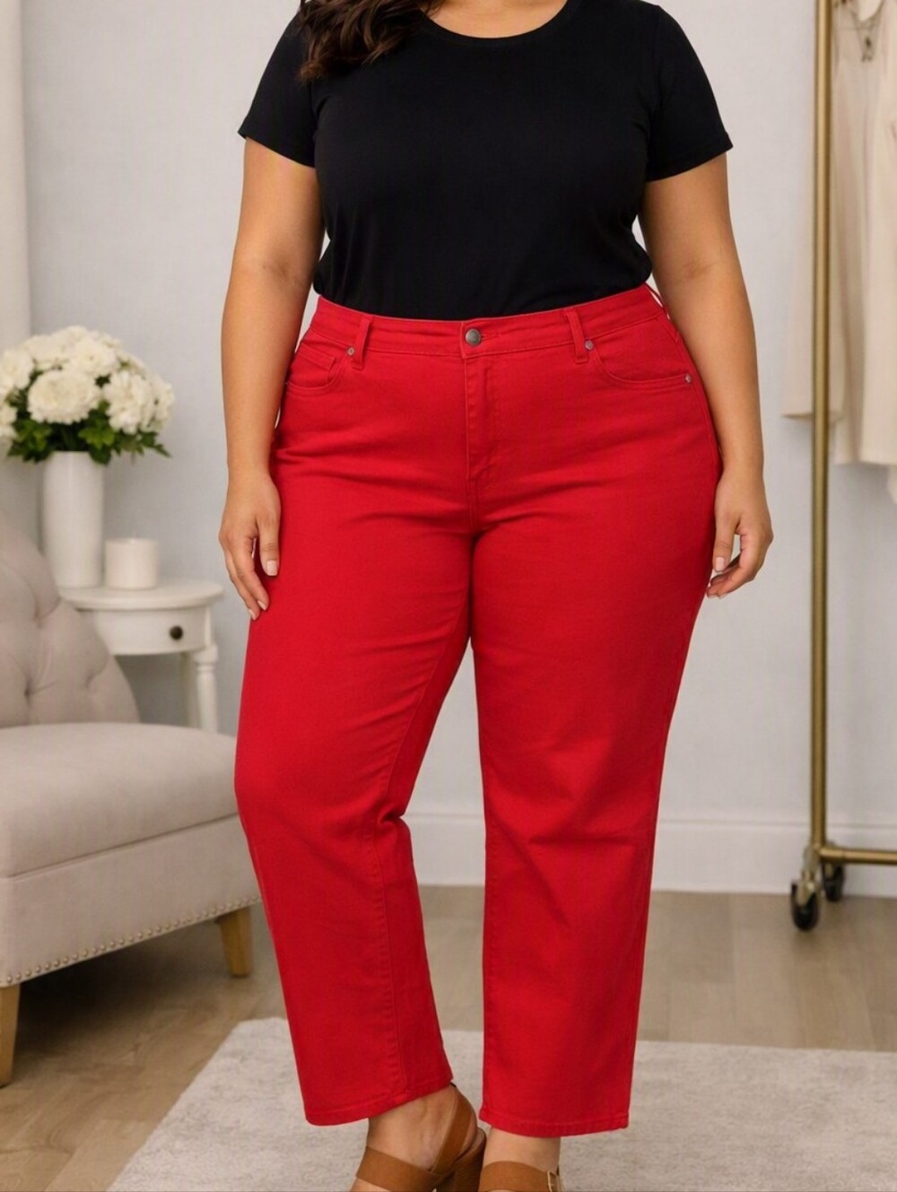 NWOT K. Jordan Size 24W Red Stretch Pants